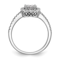 14K White Gold 0.50 Carat Lab Grown Diamond VS SI+ G+ Complete Cluster Engagement Ring view 3