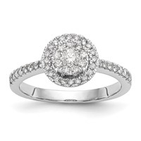 14K White Gold 0.50 Carat Lab Grown Diamond VS SI+ G+ Complete Cluster Engagement Ring view 1