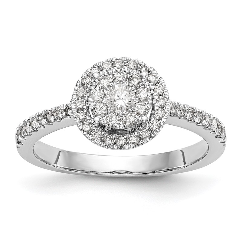 14k White Gold 1/2 carat Lab Grown Diamond VS/SI+ G+ Complete Cluster Engagement Ring