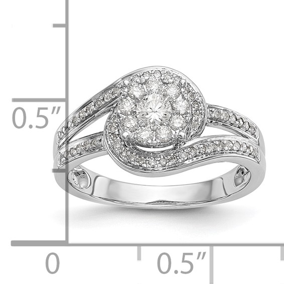 14K White Gold Complete Diamond Cluster Engagement Ring