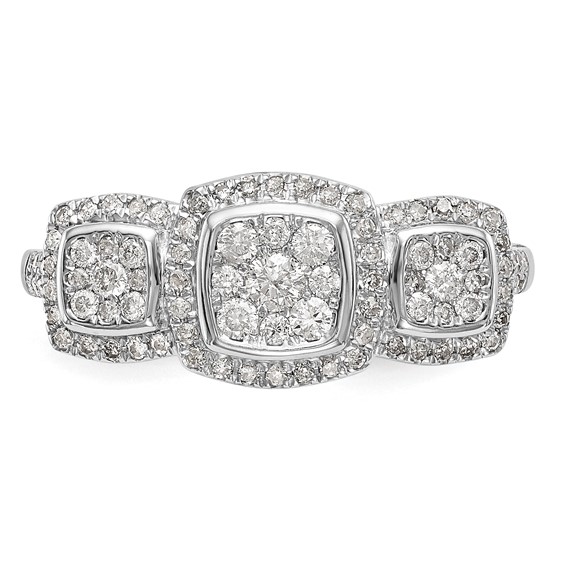 14K White Gold Complete Diamond Cluster Engagement Ring