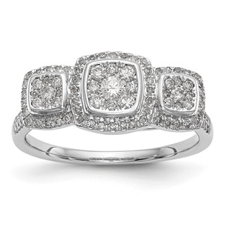 14K White Gold Complete Diamond Cluster Engagement Ring