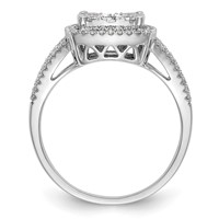 14K White Gold 1 Carat Lab Grown Diamond VS SI+ G+ Complete Cluster Engagement Ring view 3