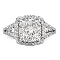 14K White Gold 1 Carat Lab Grown Diamond VS SI+ G+ Complete Cluster Engagement Ring view 5
