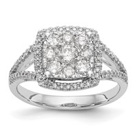 14K White Gold 1 Carat Lab Grown Diamond VS SI+ G+ Complete Cluster Engagement Ring view 1