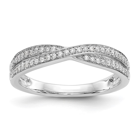 14K White Gold Criss-Cross 1/5 carat Diamond Complete Wedding Band
