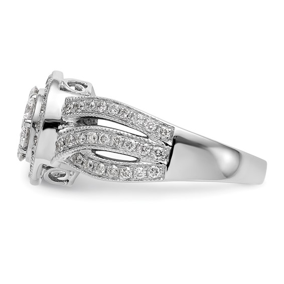 14K White Gold Complete Diamond Cluster Engagement Ring