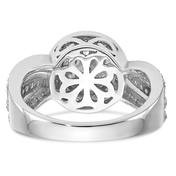 14K White Gold Complete Diamond Cluster Engagement Ring