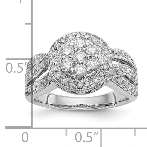 14K White Gold Complete Diamond Cluster Engagement Ring