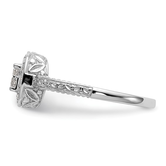 14K White Gold Cluster Engagement Ring Mounting