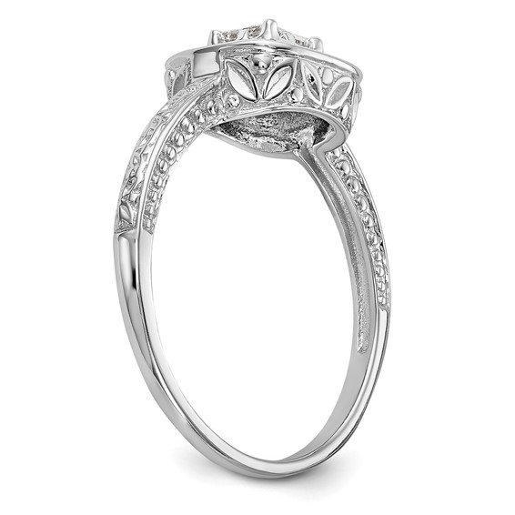 14K White Gold Cluster Engagement Ring Mounting