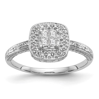 14K White Gold Cluster Engagement Ring Mounting