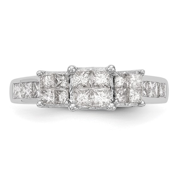 14K White Gold Complete Diamond Cluster Engagement Ring