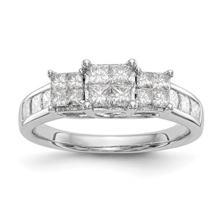 14K White Gold Complete Diamond Cluster Engagement Ring