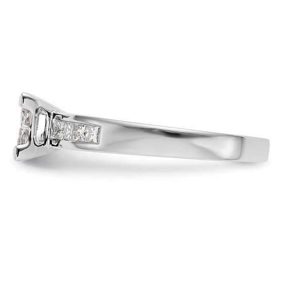 14K White Gold Square Cluster 3/4 carat Princess Diamond Complete Engagement Ring