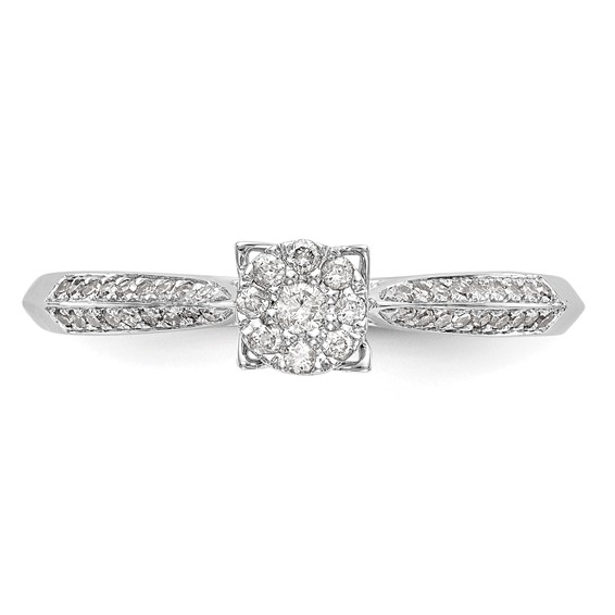 14K White Gold Complete Diamond Cluster Engagement Ring
