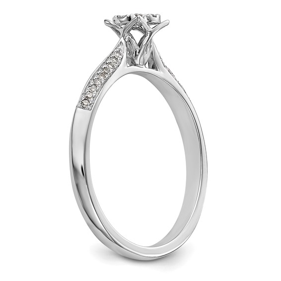 14K White Gold Complete Diamond Cluster Engagement Ring