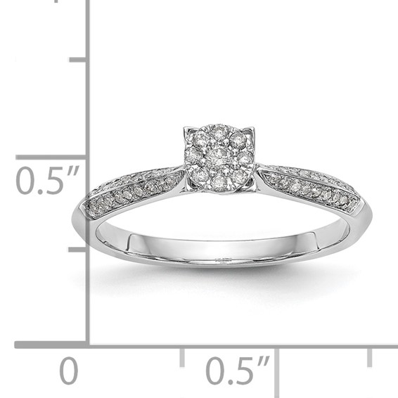 14K White Gold Complete Diamond Cluster Engagement Ring