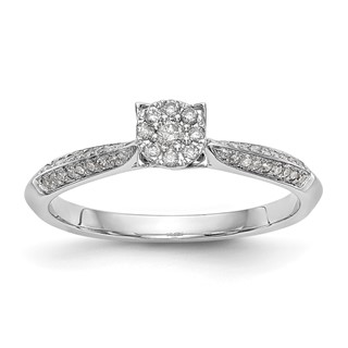 14K White Gold Complete Diamond Cluster Engagement Ring