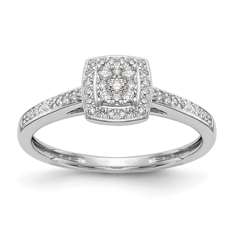 10K White Gold Lab Grown VS/SI+ G+ Dia Complete Cluster Engagement Ring