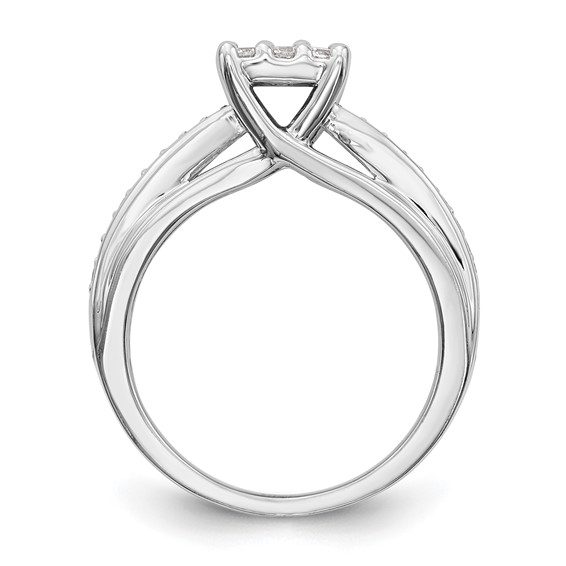 14K White Gold Complete Diamond Cluster Engagement Ring