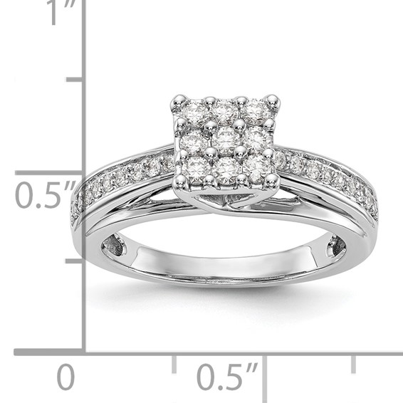 14K White Gold Complete Diamond Cluster Engagement Ring