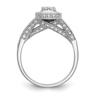 14K White Gold 0.50 Carat Lab Grown Diamond VS SI+ G+ Complete Cluster Engagement Ring view 3