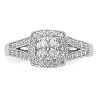 14K White Gold 0.50 Carat Lab Grown Diamond VS SI+ G+ Complete Cluster Engagement Ring view 5