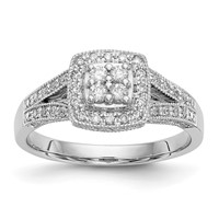 14K White Gold 0.50 Carat Lab Grown Diamond VS SI+ G+ Complete Cluster Engagement Ring view 1