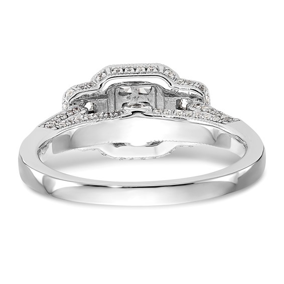 14K White Gold Complete Diamond Cluster Engagement Ring