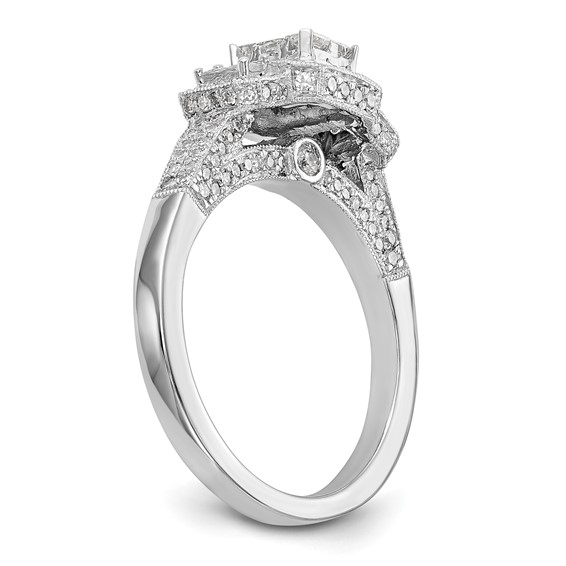 14K White Gold Complete Diamond Cluster Engagement Ring