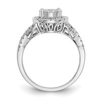 14K White Gold 0.75 Carat Lab Grown Diamond VS SI+ G+ Complete Cluster Engagement Ring view 2