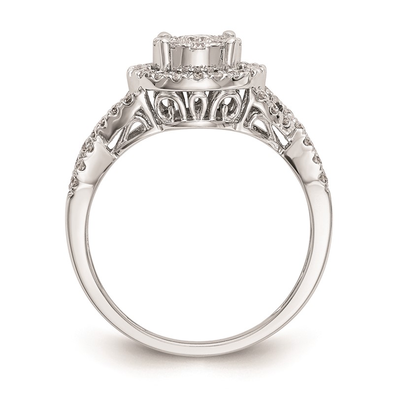 14k White Gold 3/4 carat Lab Grown Diamond VS/SI+ G+ Complete Cluster Engagement Ring