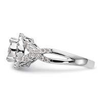 14K White Gold 0.75 Carat Lab Grown Diamond VS SI+ G+ Complete Cluster Engagement Ring view 3
