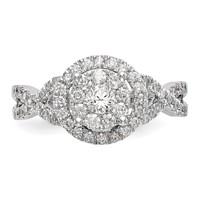 14K White Gold 0.75 Carat Lab Grown Diamond VS SI+ G+ Complete Cluster Engagement Ring view 4