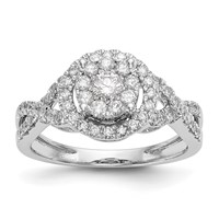 14K White Gold 0.75 Carat Lab Grown Diamond VS SI+ G+ Complete Cluster Engagement Ring view 1