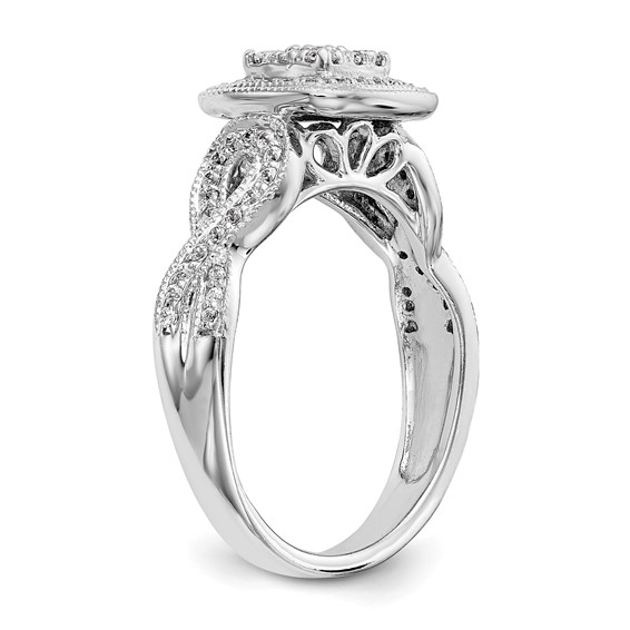 14K White Gold Complete Diamond Cluster Engagement Ring