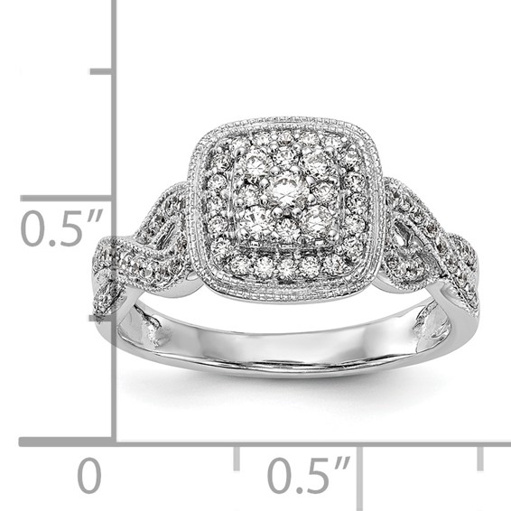 14K White Gold Complete Diamond Cluster Engagement Ring