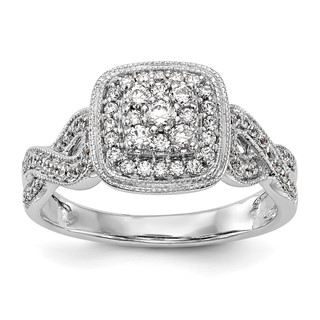 14K White Gold Complete Diamond Cluster Engagement Ring