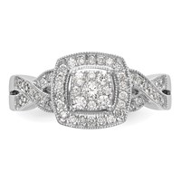 14K White Gold 0.38 Carat Lab Grown Diamond VS SI+ G+ Complete Cluster Engagement Ring view 5