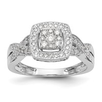 14K White Gold 0.38 Carat Lab Grown Diamond VS SI+ G+ Complete Cluster Engagement Ring view 1