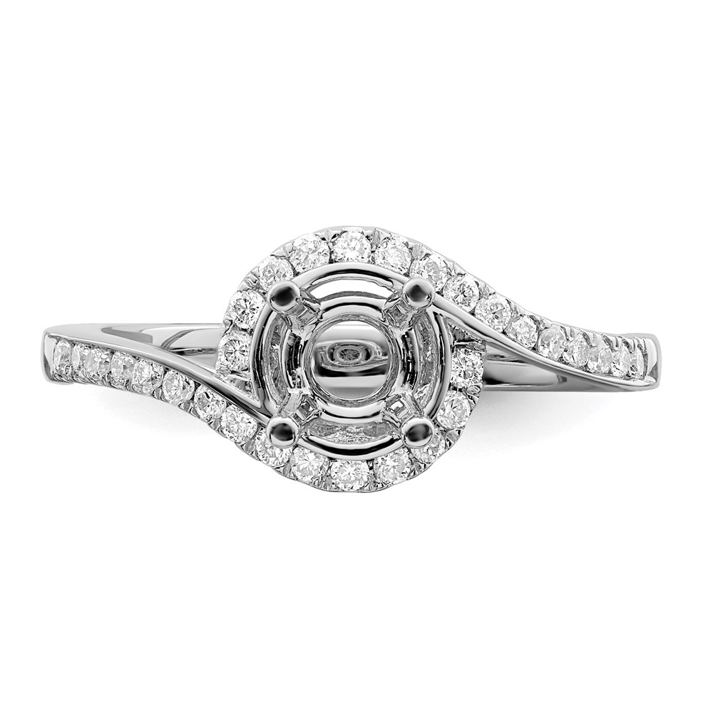 14k White Gold 1/3 carat Lab Grown Diamond VS/SI+ G+ 3/4 carat Round Center Semi Mount Engagement Ring (RM2406E-075-7WLG)
