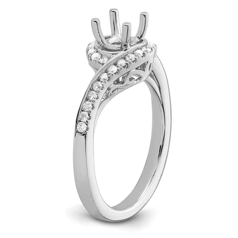 14k White Gold 1/3 carat Lab Grown Diamond VS/SI+ G+ 3/4 carat Round Center Semi Mount Engagement Ring (RM2406E-075-7WLG)