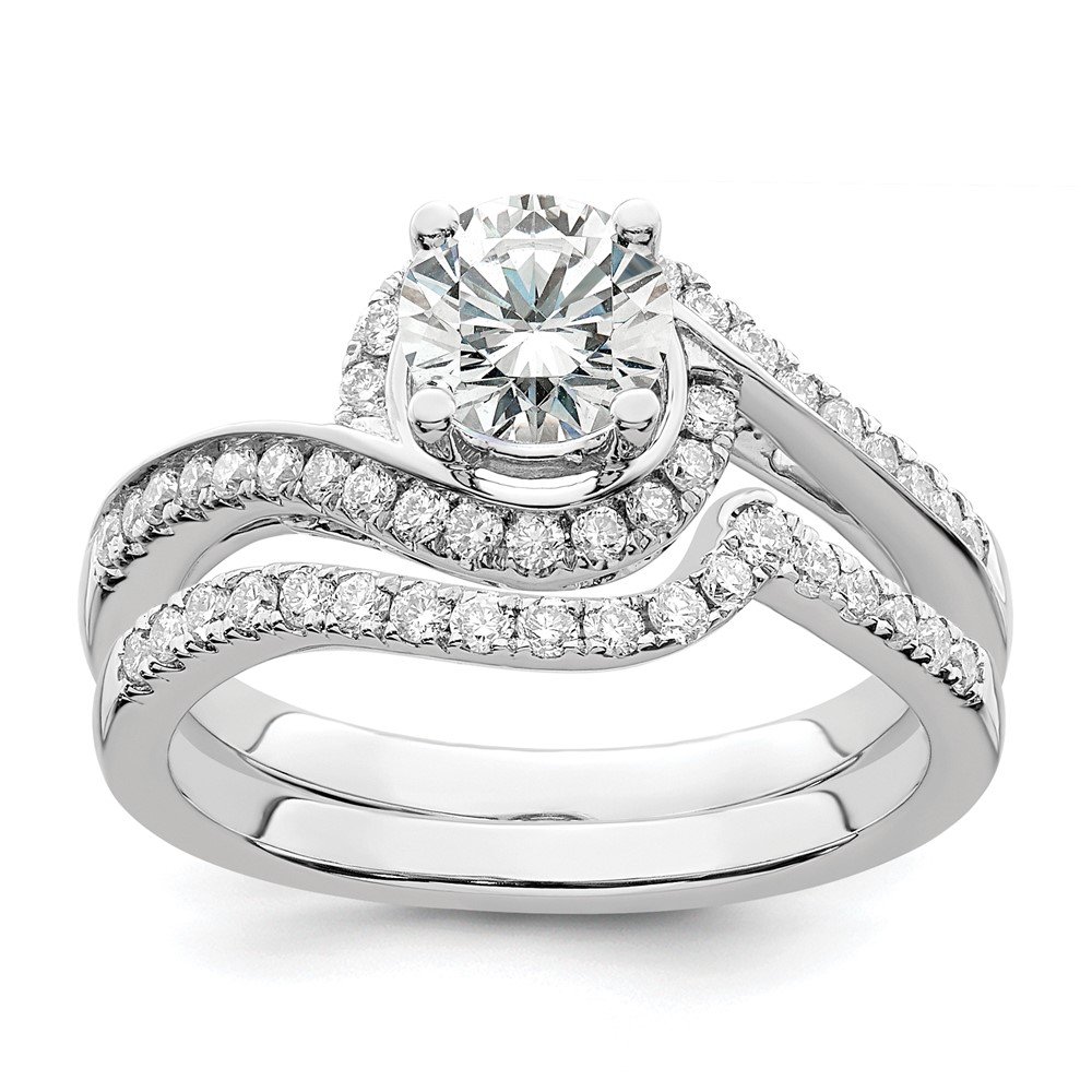 14k White Gold 1/3 carat Lab Grown Diamond VS/SI+ G+ 3/4 carat Round Center Semi Mount Engagement Ring (RM2406E-075-7WLG)