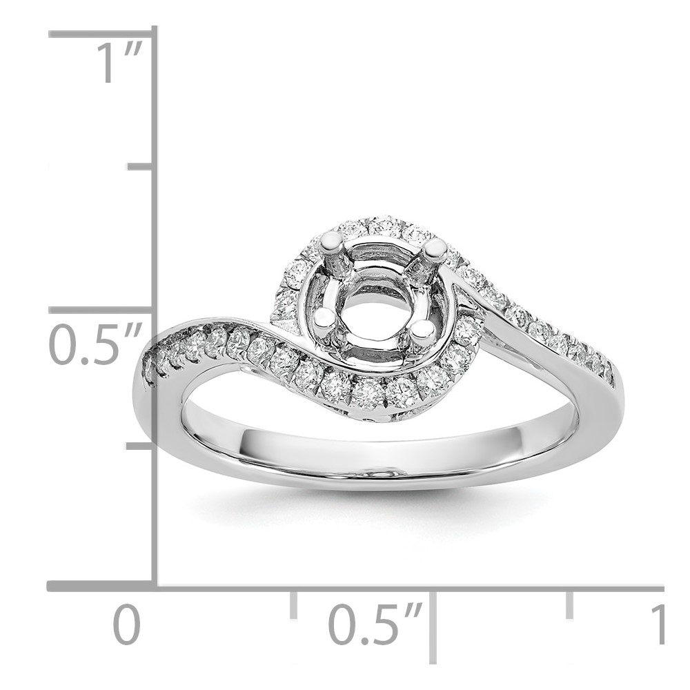 14k White Gold 1/3 carat Lab Grown Diamond VS/SI+ G+ 3/4 carat Round Center Semi Mount Engagement Ring (RM2406E-075-7WLG)