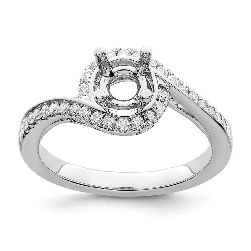 14k White Gold 1/3 carat Lab Grown Diamond VS/SI+ G+ 3/4 carat Round Center Semi Mount Engagement Ring (RM2406E-075-7WLG)