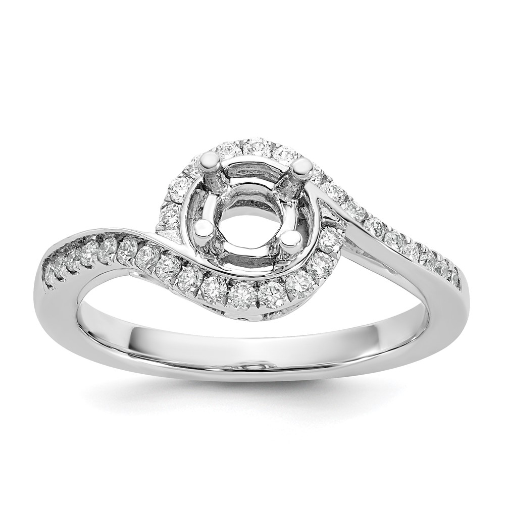14k White Gold 1/3 carat Lab Grown Diamond VS/SI+ G+ 3/4 carat Round Center Semi Mount Engagement Ring (RM2406E-075-7WLG)
