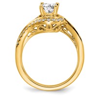 14K Yellow Gold 0.33 Carat Lab Grown Diamond VS SI+ G+ 0.75 Carat Round Center Semi Mount Engagement Ring view 2
