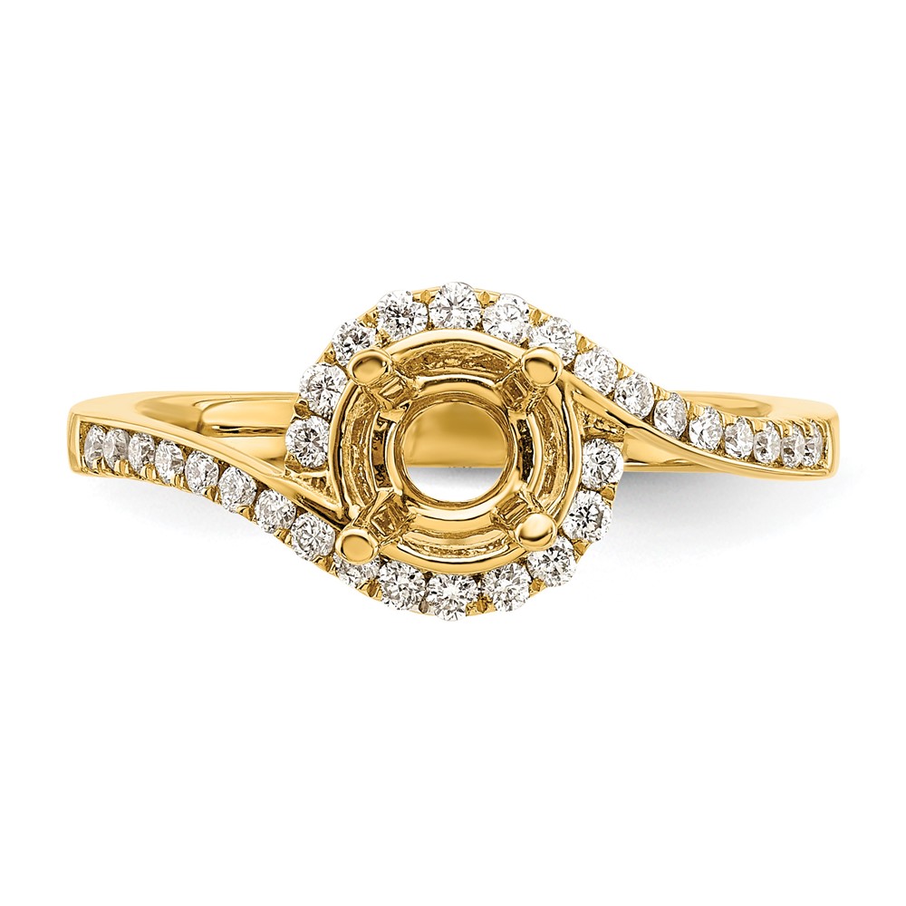 14k 1/3 carat Lab Grown Diamond VS/SI+ G+ 3/4 carat Round Center Semi Mount Engagement Ring (RM2406E-075-7YLG)