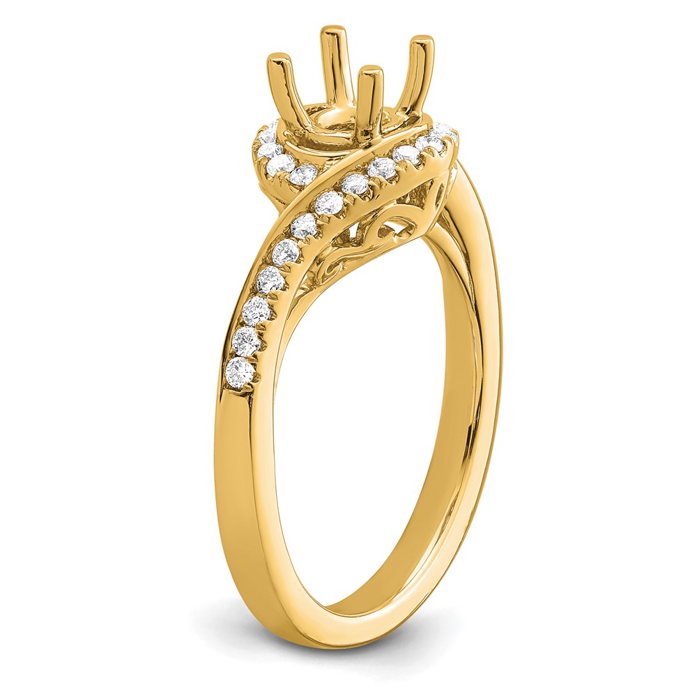 14k 1/3 carat Lab Grown Diamond VS/SI+ G+ 3/4 carat Round Center Semi Mount Engagement Ring (RM2406E-075-7YLG)
